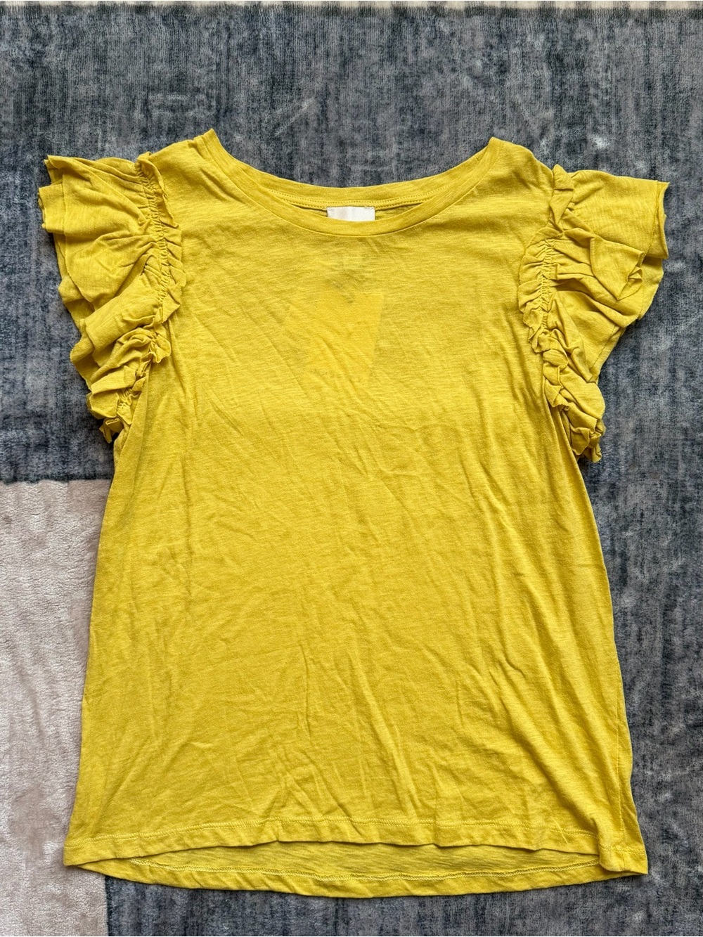 Women's Mustard Yellow Ruffle Sleeve Blouse